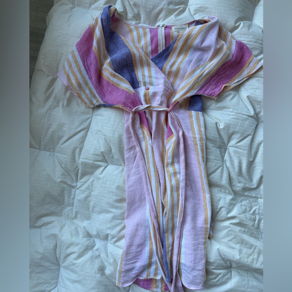 Line and Dot linen wrap dress